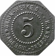 5 Pfennig - Radebeul-Dresden Union Werke G.M.B.H. obverse image