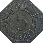 5 Pfennig - Adolfshütte Frank'sche Eisenwerke obverse image