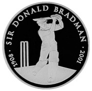 5 Dollars - Elizabeth II 4th Portrait - Life of Sir Donald Bradman - Silver Proof, Australia, 2001 reverse image