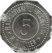 5 Pfennig - Hirschfelde Flachsspinnerei H.C. Müller obverse image