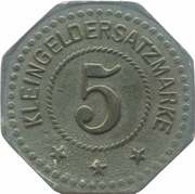 5 Pfennig - Rothenkirchen Porzellanfabrik Ernst Metzler, Germany,  reverse image