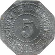 5 Pfennig - Wüstewaltersdorf Websky, Hartmann and Wiesen obverse image