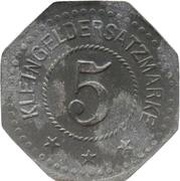 5 Pfennig - Wüstewaltersdorf Websky, Hartmann and Wiesen, Germany,  reverse image
