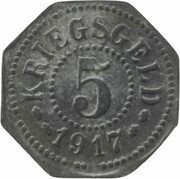 5 Pfennig - Donaueschingen, Germany, 1917 reverse image