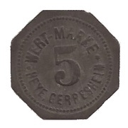 5 Pfennig - Gerresheim Glashüttenwerk vorm. Ferd. Heye, Germany, 1919 reverse image