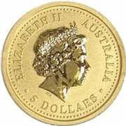 5 Dollars - Elizabeth II 4th Portrait - Year of the Horse - Gold Bullion Coinage obverse image