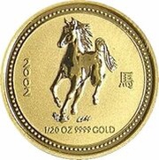 5 Dollars - Elizabeth II 4th Portrait - Year of the Horse - Gold Bullion Coinage, Australia, 2002 reverse image
