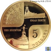 5 Dollars - Elizabeth II 4th Portrait - Battle of Sunda Strait - Proof, Australia, 2002 reverse image