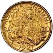 20 Franga Ari Skanderbeg; Prova obverse image