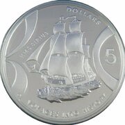 5 Dollars - Elizabeth II 4th Portrait - Sirius - Masterpieces in Silver, Australia, 2002 reverse image