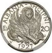 20 Franga Ari Skanderbeg; Prova obverse image