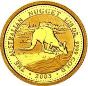 5 Dollars - Elizabeth II 4th Portrait - Kangaroo - Gold Bullion Coin, Australia, 2002-2003 reverse image