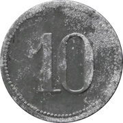 10 Pfennig - Kleinsaubernitz Oberlausitzer Braunkohlenwerk OLBA, Germany,  reverse image