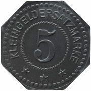 5 Pfennig - Hagenau J. Kleemann, Germany,  reverse image