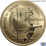 5 Dollars - Elizabeth II 4th Portrait - Rugby World Cup, Australia, 2003 reverse image