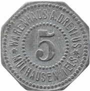 5 Pfennig - Mülhausen im Elsass Warenhaus Dreyfus obverse image