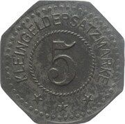 5 Pfennig - Oberhofen Kommandantur, Germany,  reverse image