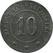 10 Pfennig - Oberhofen Kommandantur, Germany,  reverse image