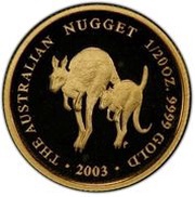 5 Dollars - Elizabeth II 4th Portrait - Kangaroo - Gold Bullion Coin, Australia, 2003-2004 reverse image