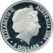 5 Dollars - Elizabeth II 4th Portrait - Sydney to Athens 2004 - Silver Proof obverse image