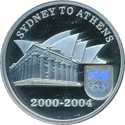 5 Dollars - Elizabeth II 4th Portrait - Sydney to Athens 2004 - Silver Proof, Australia, 2004 reverse image