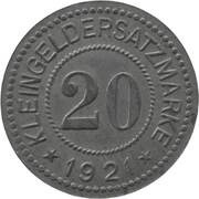20 Pfennig - Ettenheim, Germany, 1921 reverse image