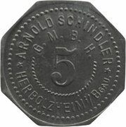5 Pfennig - Herbolzheim Arnold Schindler obverse image
