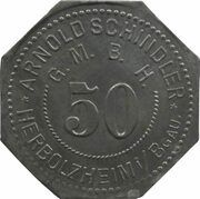50 Pfennig - Herbolzheim Arnold Schindler obverse image