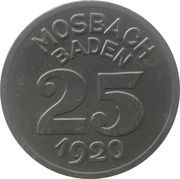 25 Pfennig - Mosbach, Germany, 1920 reverse image