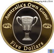 5 Dollars - Elizabeth II 4th Portrait - AFL - Australia's Own Game, Australia, 2004 reverse image