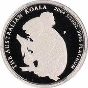 5 Dollars - Elizabeth II 4th Portrait - Koala - Platinum, Australia, 2004 reverse image