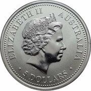5 Dollars - Elizabeth II 4th Portrait - 150th Anniversary Eureka Stockade obverse image