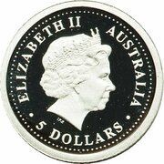 5 Dollars - Elizabeth II 4th Portrait - Koala - Platinum obverse image