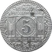 5 Pfennig - Allersberg Kattenbeck's Zwieback Baeckerei, Germany, 1917 reverse image