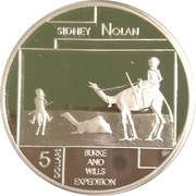 5 Dollars - Elizabeth II 4th Portrait - Sidney Nolan - Masterpieces in Silver, Australia, 2006 reverse image