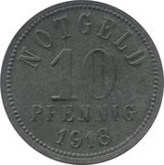 10 Pfennig - Bad Kissingen, Germany, 1918 reverse image