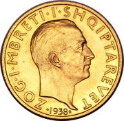 20 Franga Ari - Zog I 10th Anniversary of Reign obverse image