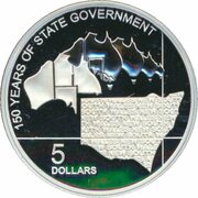 5 Dollars - Elizabeth II 4th Portrait - 150 Years of State Government New South Wales - Silver Proof, Australia, 2006 reverse image