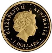 5 Dollars - Elizabeth II 4th Portrait - Grey Kangaroo - Gold Proof obverse image