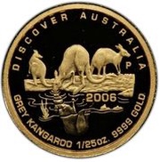 5 Dollars - Elizabeth II 4th Portrait - Grey Kangaroo - Gold Proof, Australia, 2006 reverse image