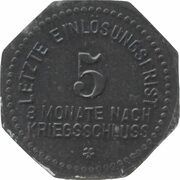 5 Pfennig - Dingolfing, Germany, 1917 reverse image