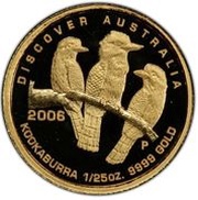 5 Dollars - Elizabeth II 4th Portrait - Kookaburra - Gold Proof, Australia, 2006 reverse image