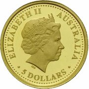 5 Dollars - Elizabeth II 4th Portrait - Sydney Opera House - Gold Proof obverse image