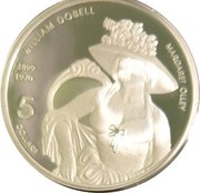 5 Dollars - Elizabeth II 4th Portrait - William Dobell - Masterpieces in Silver, Australia, 2007 reverse image