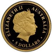 5 Dollars - Elizabeth II 4th Portrait - Echidna; Gold Proof obverse image