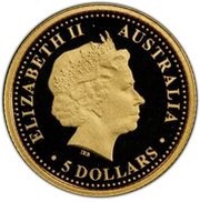 5 Dollars - Elizabeth II 4th Portrait - Common Wombat; Gold Proof obverse image