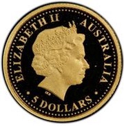 5 Dollars - Elizabeth II 4th Portrait - Tasmanian Devil; Gold Proof obverse image