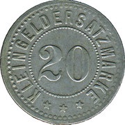 20 Pfennig - Hengersberg Josef Weidenbeck, Germany,  reverse image