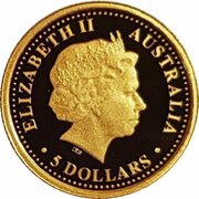 5 Dollars - Elizabeth II 4th Portrait - Sydney Harbour Bridge - Gold Proof obverse image