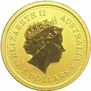5 Dollars - Elizabeth II 4th Portrait - Kangaroo - Gold Bullion Coin obverse image